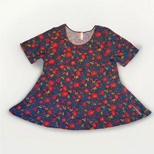 LuLaRoe Perfect T Tunic Top Black Purple Red Yellow Turquoise Size 2XL